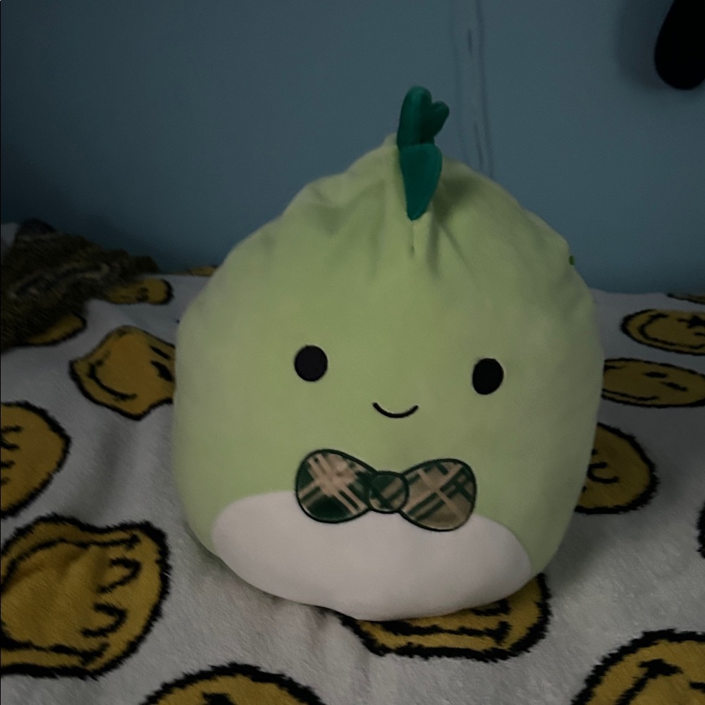 Squishmallows Green Plush with Plaid Bow
